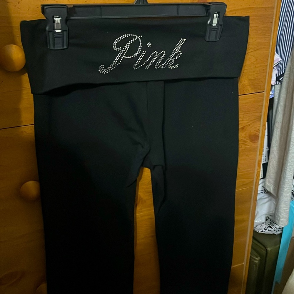 NEW!! PINK VICTORIAS SECRET MID RISE FOLDOVER FLARE LEGGINGS
